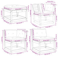 vidaXL 8-tlg. Garten-Lounge-Set mit Kissen Massivholz Kiefer