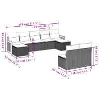 vidaXL 9-tlg. Garten-Sofagarnitur mit Kissen Grau Poly Rattan