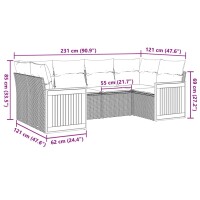 vidaXL 6-tlg. Garten-Sofagarnitur mit Kissen Grau Poly Rattan