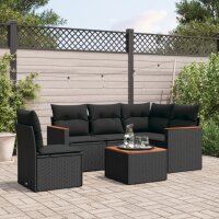 vidaXL 6-tlg. Garten-Sofagarnitur mit Kissen Schwarz Poly...