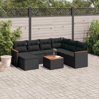 vidaXL 8-tlg. Garten-Sofagarnitur mit Kissen Schwarz Poly...