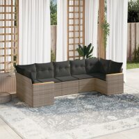 vidaXL 7-tlg. Garten-Sofagarnitur mit Kissen Grau Poly...