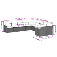 vidaXL 10-tlg. Garten-Sofagarnitur mit Kissen Beige Poly Rattan