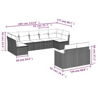 vidaXL 9-tlg. Garten-Sofagarnitur mit Kissen Grau Poly Rattan