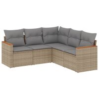 vidaXL 5-tlg. Garten-Sofagarnitur mit Kissen Beige Poly...