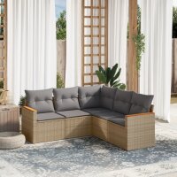 vidaXL 5-tlg. Garten-Sofagarnitur mit Kissen Beige Poly...