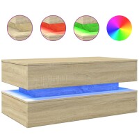 vidaXL Couchtisch mit LED-Leuchten Sonoma-Eiche 90x50x40 cm