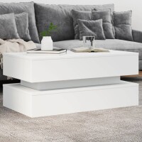 vidaXL Couchtisch mit LED-Leuchten Wei&szlig; 90x50x40 cm