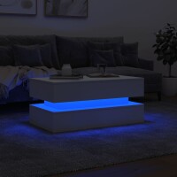 vidaXL Couchtisch mit LED-Leuchten Wei&szlig; 90x50x40 cm