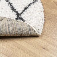 vidaXL Teppich Shaggy Hochflor Modern Creme und Schwarz &Oslash; 280 cm