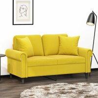 vidaXL 2-Sitzer-Sofa mit Zierkissen Gelb 120 cm Samt