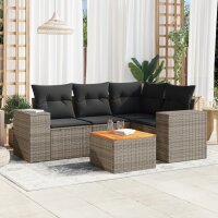 vidaXL 5-tlg. Garten-Sofagarnitur mit Kissen Grau Poly...