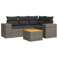 vidaXL 5-tlg. Garten-Sofagarnitur mit Kissen Grau Poly...