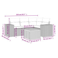 vidaXL 5-tlg. Garten-Sofagarnitur mit Kissen Grau Poly Rattan