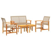 vidaXL 5-tlg. Garten-Lounge-Set Beige Poly Rattan und...