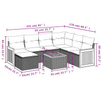 vidaXL 8-tlg. Garten-Sofagarnitur mit Kissen Schwarz Poly Rattan