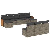 vidaXL 10-tlg. Garten-Sofagarnitur mit Kissen Grau Poly...