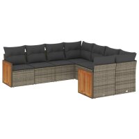 vidaXL 8-tlg. Garten-Sofagarnitur mit Kissen Grau Poly...