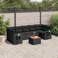 vidaXL 8-tlg. Garten-Sofagarnitur mit Kissen Schwarz Poly...