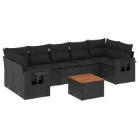 vidaXL 8-tlg. Garten-Sofagarnitur mit Kissen Schwarz Poly...