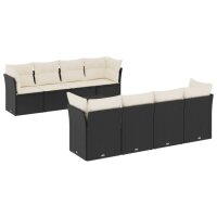 vidaXL 9-tlg. Garten-Sofagarnitur mit Kissen Schwarz Poly Rattan