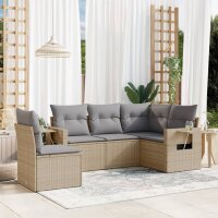 vidaXL 5-tlg. Garten-Sofagarnitur mit Kissen Beige Poly...