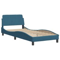 vidaXL Bettgestell mit Kopfteil Blau 90x190 cm Samt