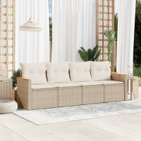 vidaXL 4-tlg. Garten-Sofagarnitur mit Kissen Beige Poly...