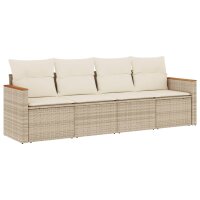 vidaXL 4-tlg. Garten-Sofagarnitur mit Kissen Beige Poly...