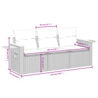 vidaXL 3-tlg. Garten-Sofagarnitur mit Kissen Beige Poly Rattan