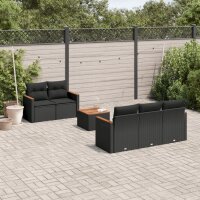 vidaXL 6-tlg. Garten-Sofagarnitur mit Kissen Schwarz Poly...