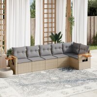 vidaXL 6-tlg. Garten-Sofagarnitur mit Kissen Beige Poly...