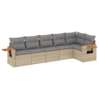 vidaXL 6-tlg. Garten-Sofagarnitur mit Kissen Beige Poly...