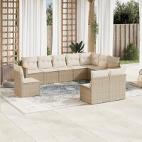 vidaXL 10-tlg. Garten-Sofagarnitur mit Kissen Beige Poly...