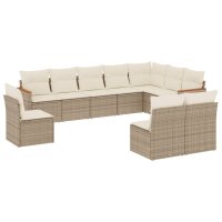 vidaXL 10-tlg. Garten-Sofagarnitur mit Kissen Beige Poly...