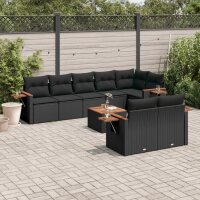 vidaXL 9-tlg. Garten-Sofagarnitur mit Kissen Schwarz Poly...