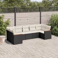 vidaXL 7-tlg. Garten-Sofagarnitur mit Kissen Schwarz Poly...