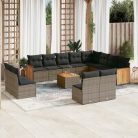 vidaXL 13-tlg. Garten-Sofagarnitur mit Kissen Grau Poly...