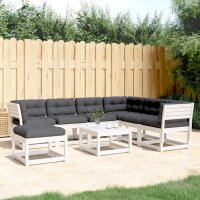 vidaXL 7-tlg. Garten-Lounge-Set mit Kissen Weiß...