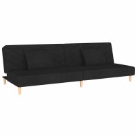 vidaXL Schlafsofa 2-Sitzer mit 2 Kissen Schwarz Stoff