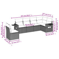 vidaXL 6-tlg. Garten-Sofagarnitur mit Kissen Beige Poly Rattan