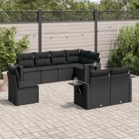 vidaXL 8-tlg. Garten-Sofagarnitur mit Kissen Schwarz Poly...