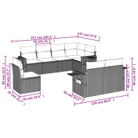 vidaXL 8-tlg. Garten-Sofagarnitur mit Kissen Schwarz Poly Rattan