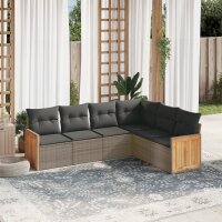 vidaXL 6-tlg. Garten-Sofagarnitur mit Kissen Grau Poly...