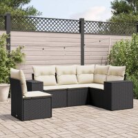 vidaXL 5-tlg. Garten-Sofagarnitur mit Kissen Schwarz Poly...