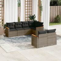 vidaXL 7-tlg. Garten-Sofagarnitur mit Kissen Grau Poly...