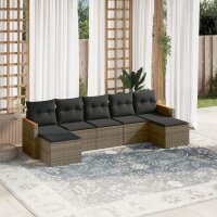 vidaXL 7-tlg. Garten-Sofagarnitur mit Kissen Grau Poly...