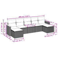 vidaXL 7-tlg. Garten-Sofagarnitur mit Kissen Grau Poly Rattan