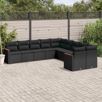 vidaXL 10-tlg. Garten-Sofagarnitur mit Kissen Schwarz...