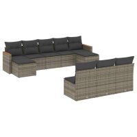 vidaXL 10-tlg. Garten-Sofagarnitur mit Kissen Grau Poly...